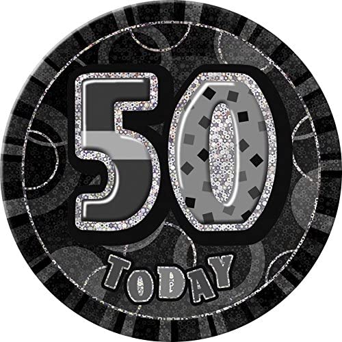 Glitz Black 50 Jumbo Birthday Badge Each