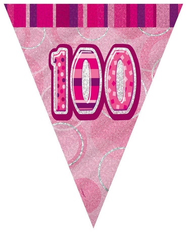 Glitz Pink 100 Flag Banner 3.65m Each
