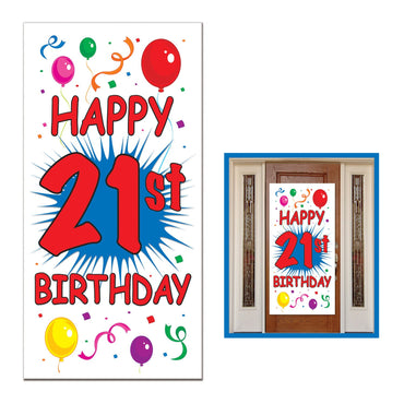 21st Birthday Plastic Door Cover 76cm x 1.5m - Party Savers