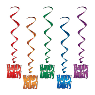 Happy Birthday Whirls 83cm 5pk - Party Savers