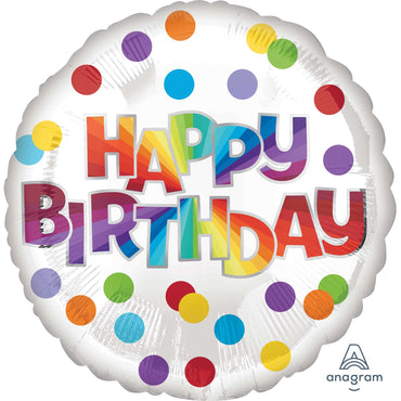 Happy Birthday Dots of Colour Foil Balloon 45cm - Party Savers