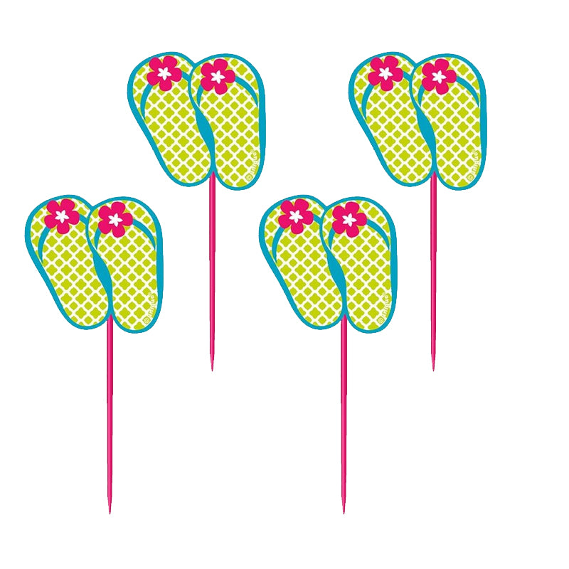 Flip Flop Decal Picks 8cm 8pk - Party Savers