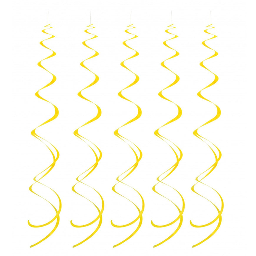 Yellow Hanging Swirls 8pk - Party Savers
