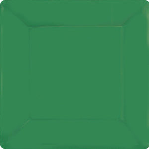 Festive Green Square Paper Plates 17cm 20pk - Party Savers