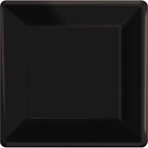 Black Square Paper Plates 17cm 20pk - Party Savers