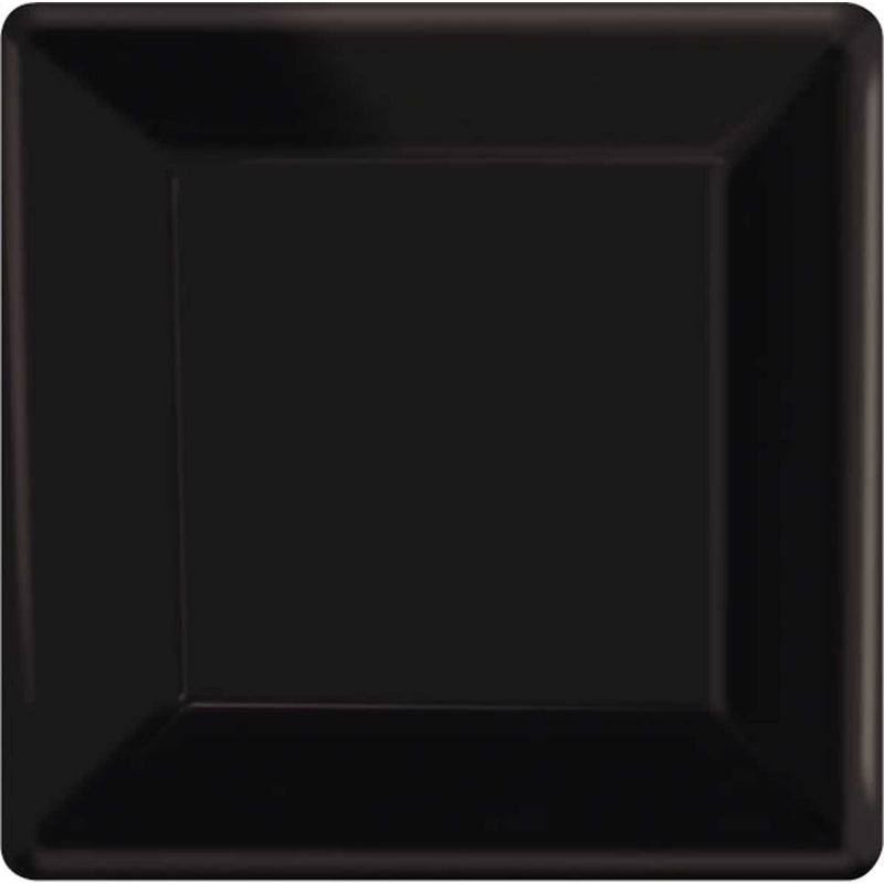 Black Square Paper Plates 17cm 20pk - Party Savers