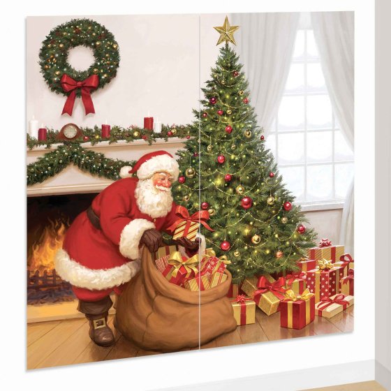 Santa Claus Scene Setters Wall Decorating Kit 165cm x 85cm 2pk