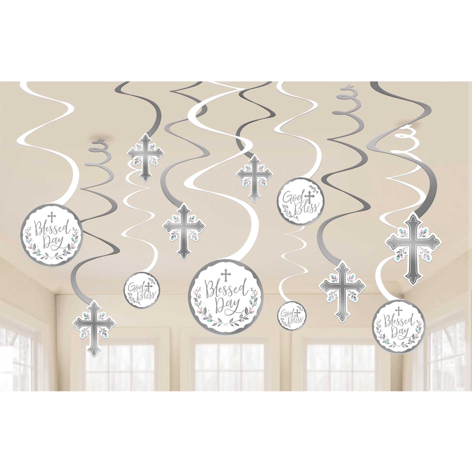 Holy Day Spiral Swirls Hanging Decorations 12pk