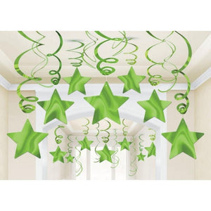 Kiwi Shooting Stars Foil Mega Value Pack Swirl Decorations 30pk - Party Savers