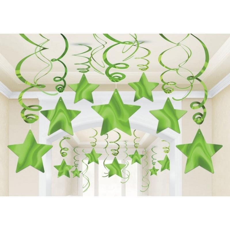 Kiwi Shooting Stars Foil Mega Value Pack Swirl Decorations 30pk - Party Savers