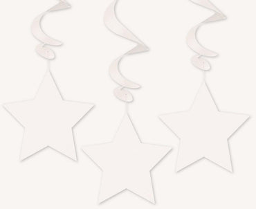 White Star Hanging Swirl Decorations 90cm 3pk - Party Savers