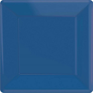 Bright Royal Blue Square Paper Plates 26cm 20pk - Party Savers