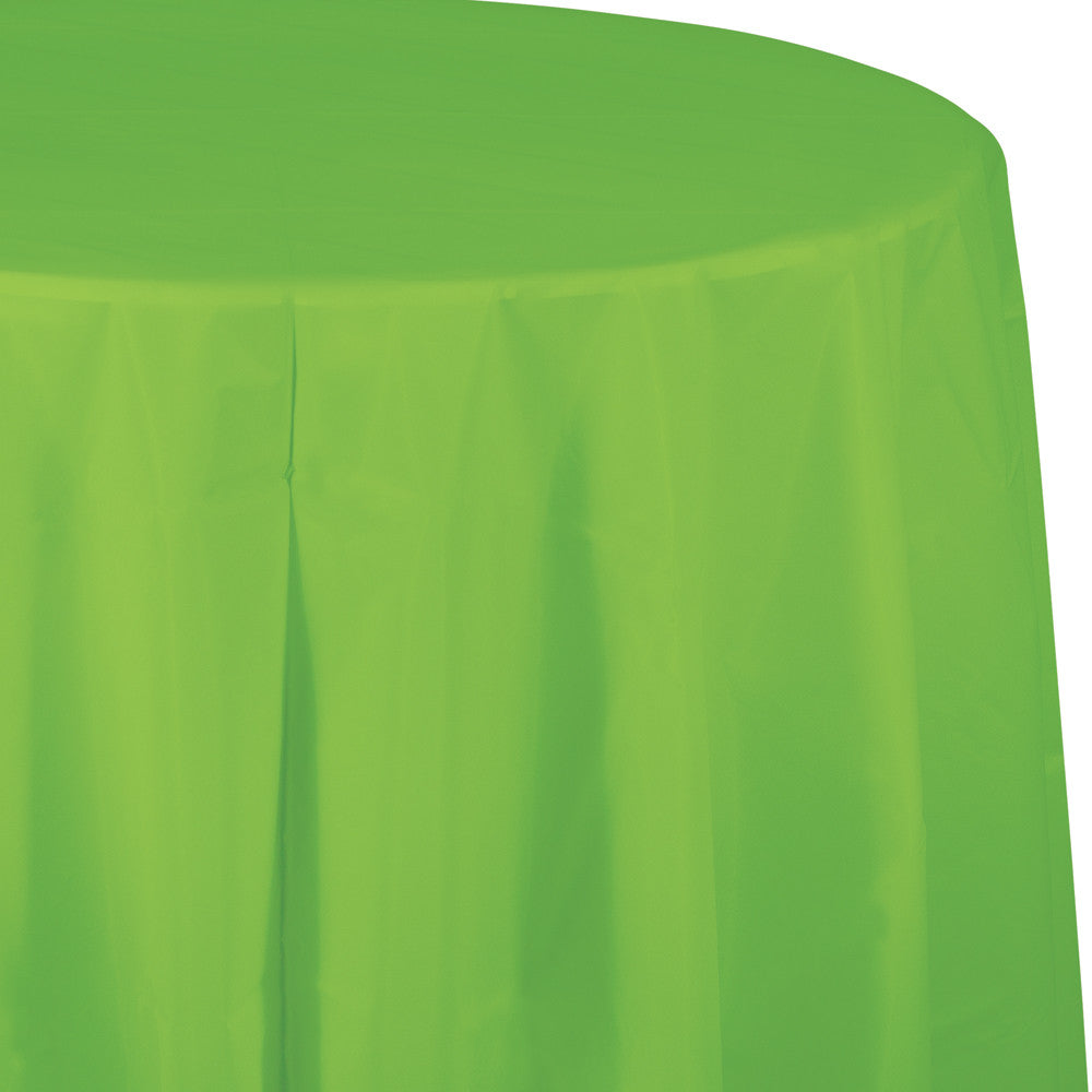 Lime Green Plastic Round Tablecover 213cm - Party Savers