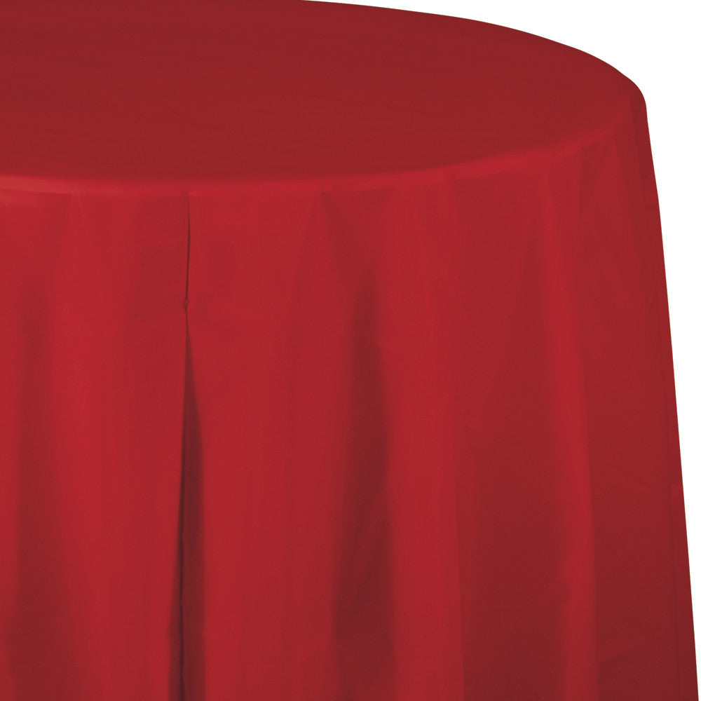 Red Plastic Round Tablecover 213cm - Party Savers