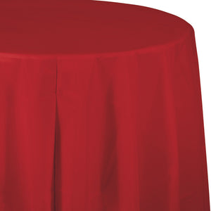 Red Plastic Round Tablecover 213cm - Party Savers
