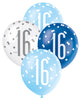 Blue and White Assorted 16 Latex Balloons 30cm 6pk