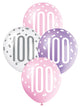 Pink, Purple and White Assorted 100 Latex Balloons 30cm 6pk