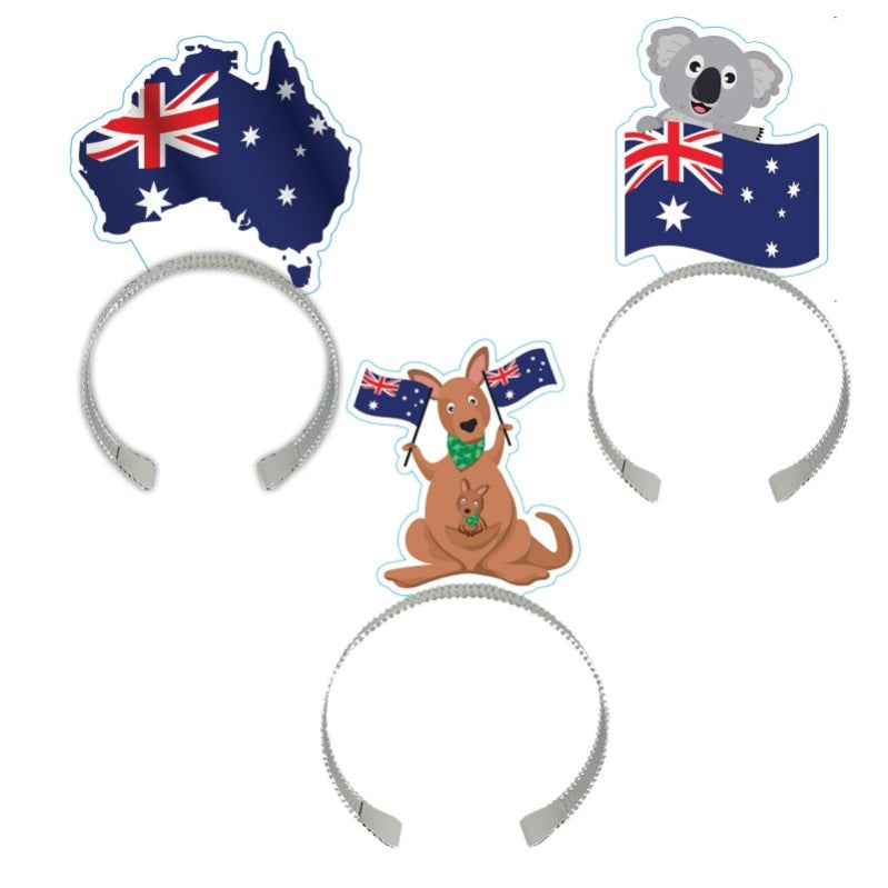 Flag Headbands Australia 8pk - Party Savers