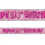 Black Glitz 100th Birthday Foil Banner 3.6m - Party Savers