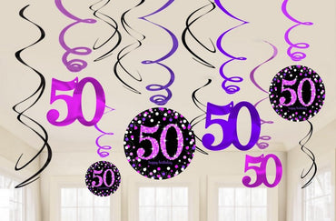 Pink Celebration 50 Swirl Value Pack 12pk - Party Savers