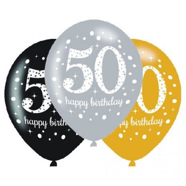 Sparkling Celebration 50 Latex Balloon 30cm 6pk - Party Savers