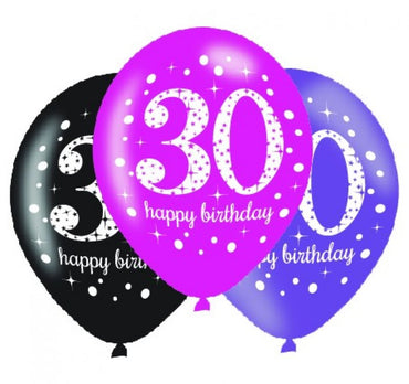 Pink Celebration 30 Latex Balloon 30cm 6pk - Party Savers