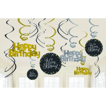 Sparkling Celebration Happy Birthday Swirls 6pk - Party Savers