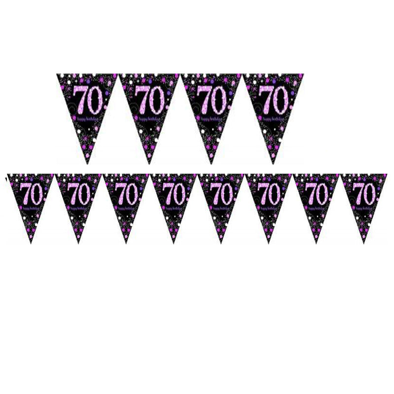 Pink Celebration 70 Prismatic Pennant Banner Plastic Each - Party Savers
