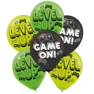 Level Up Game On Latex Balloons 30cm 6pk