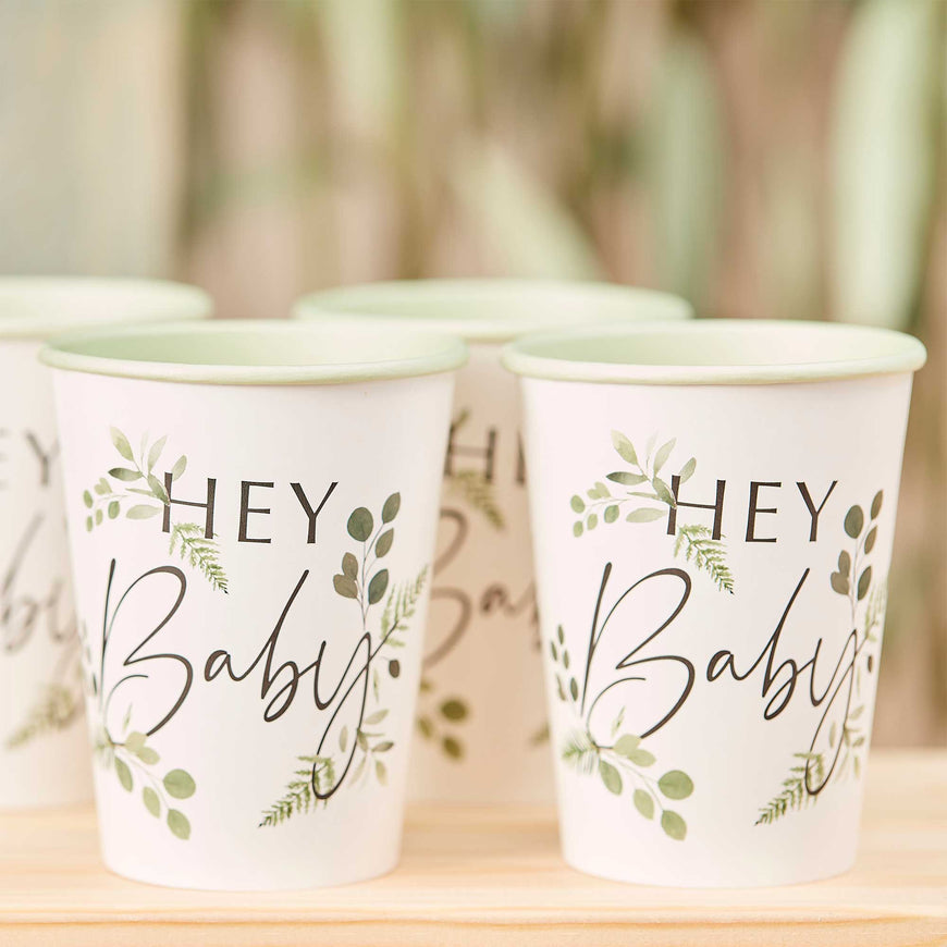Botanical Baby Hey Baby Cups 9cm x 8cm - Party Savers