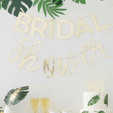 Botanical Hen Party Gold 'Bridal Shower' Bunting - Party Savers