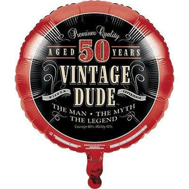45cm Vintage Dude 50th Birthday Foil Balloon