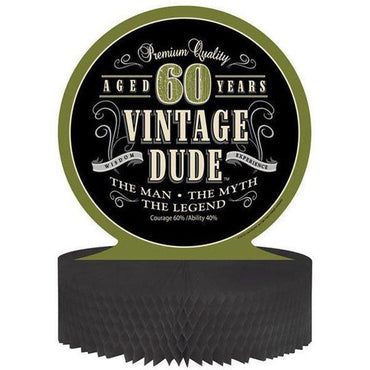 Vintage Dude 60th Birthday Centrepiece Honeycomb 30cm