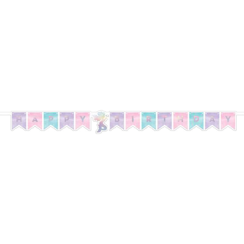 Mermaid Shine Iridescent Happy Birthday String Banner 15cm x 1.63m Each - Party Savers