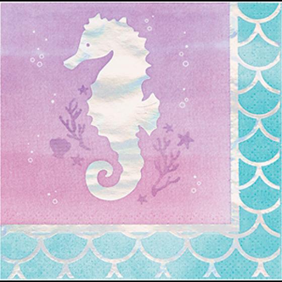 Mermaid Shine Iridescent Beverage Napkins 16pk