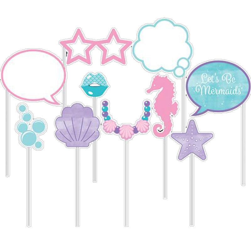 Mermaid Shine Iridescent Photo Props 10pk - Party Savers