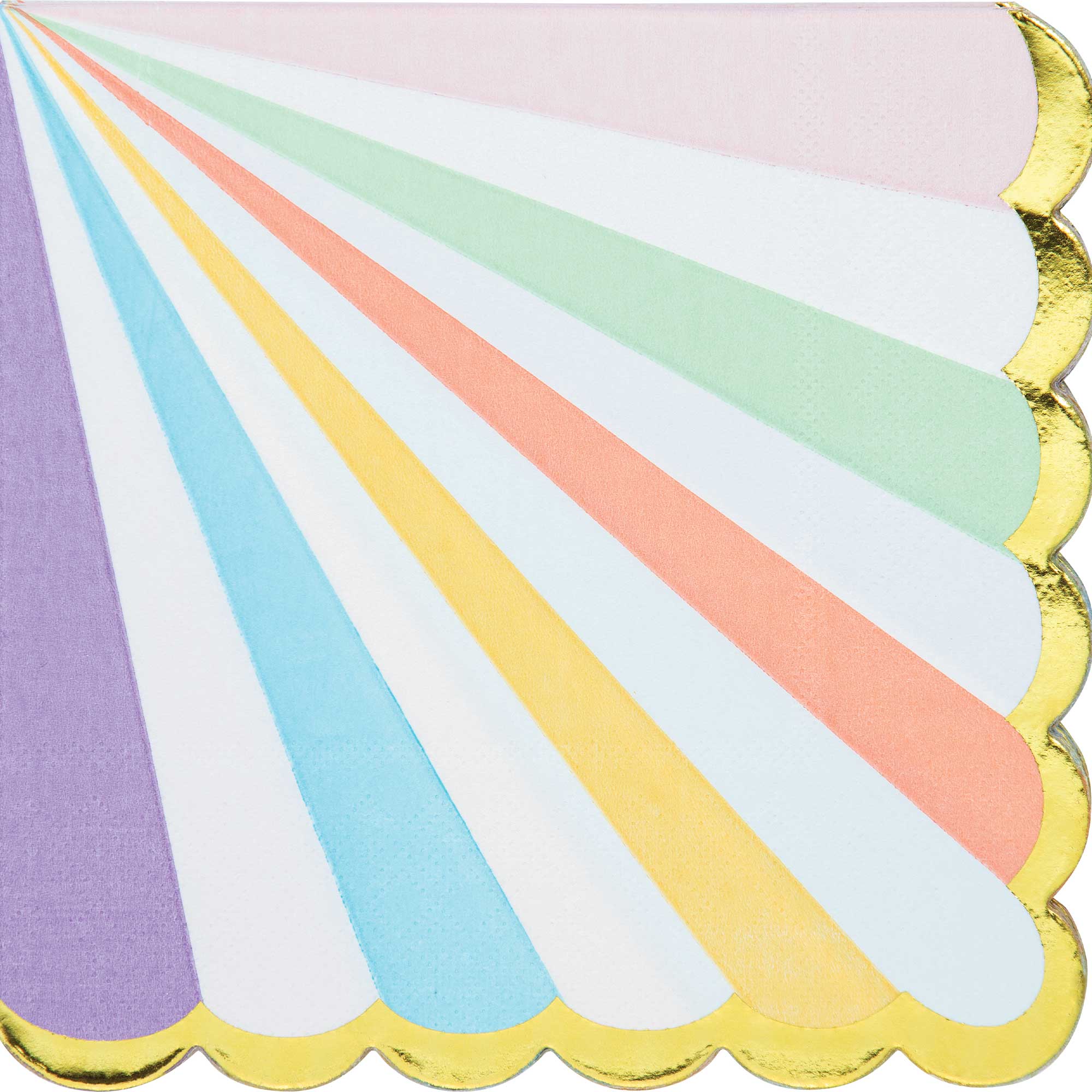 Pastel Celebrations Lunch Napkins Scalloped & Gold Foil 16pk - Party Savers