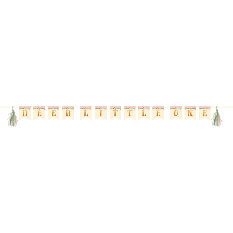 Deer Little One Shaped Ribbon Banner with Tassels Each