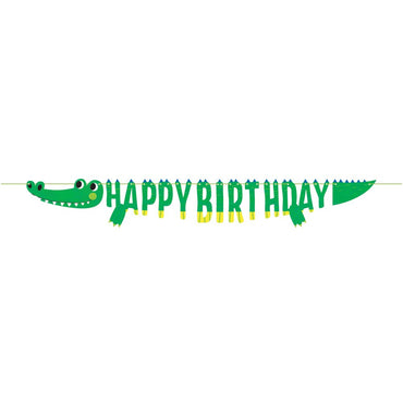 Alligator Shaped Happy Birthday Ribbon Banner 18cm x 1.8m Each