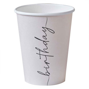 Champagne Noir Nude & Black Happy Birthday Paper Party Cups 9oz 8pk