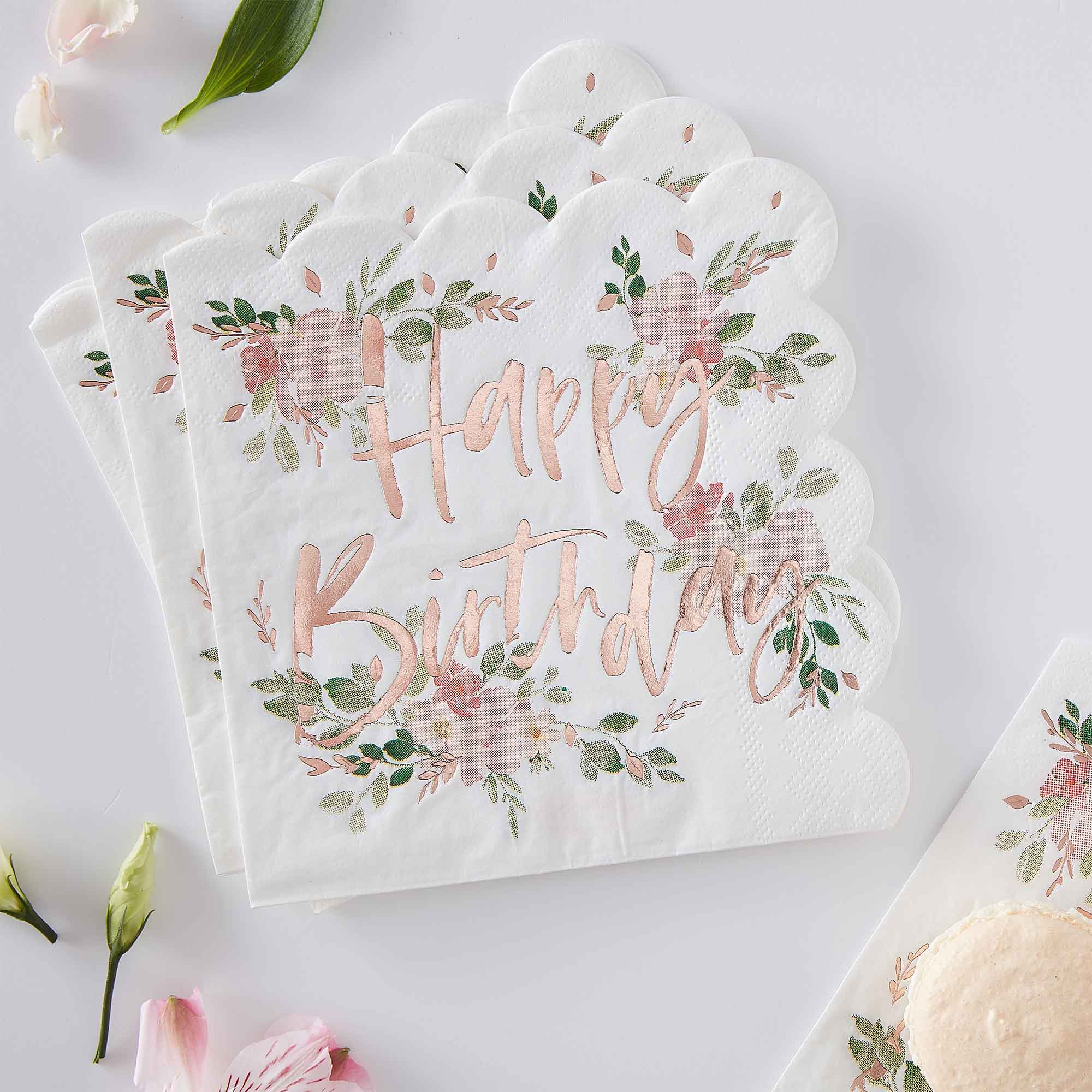 Ditsy Floral Happy Birthday Napkins 16.5cm - Party Savers