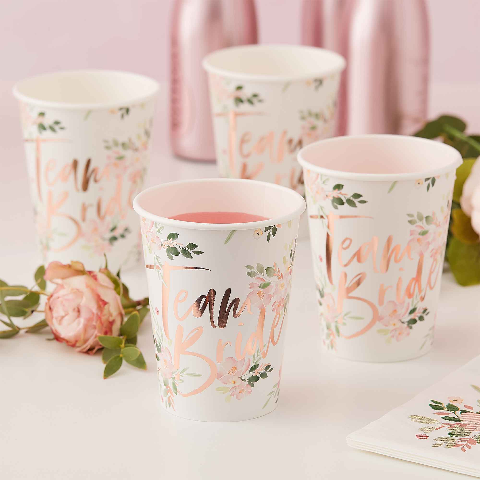 Floral Hen Party Paper Cups 9oz - Party Savers