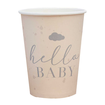 Hello Baby Baby Speckle Cream & Grey Paper Cups 266ml 8pk