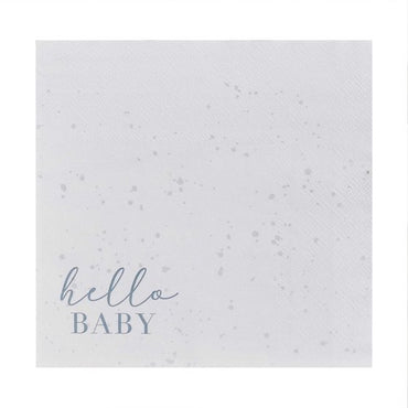 Hello Baby Cloud & Speckle Cream & Grey Napkins 16.5cm 16pk