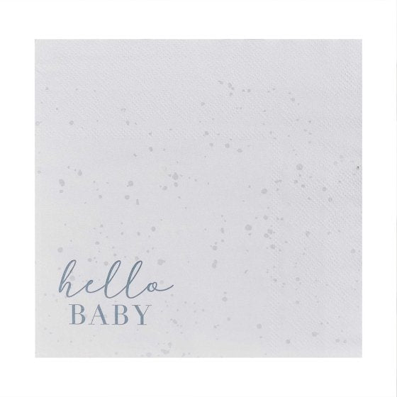 Hello Baby Cloud & Speckle Cream & Grey Napkins 16.5cm 16pk