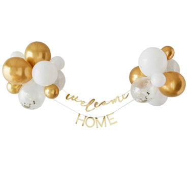 Hello Baby Gold Welcome Home Baby Balloon Backdrop Kit