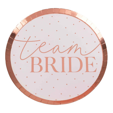 Hen Party Rose Gold Foiled Team Bride & Blush Paper Plates 8pk