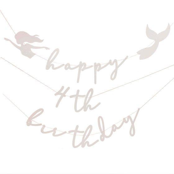 Mermaid Happy Birthday with Mermaid & Shells Bunting 2m 2pk