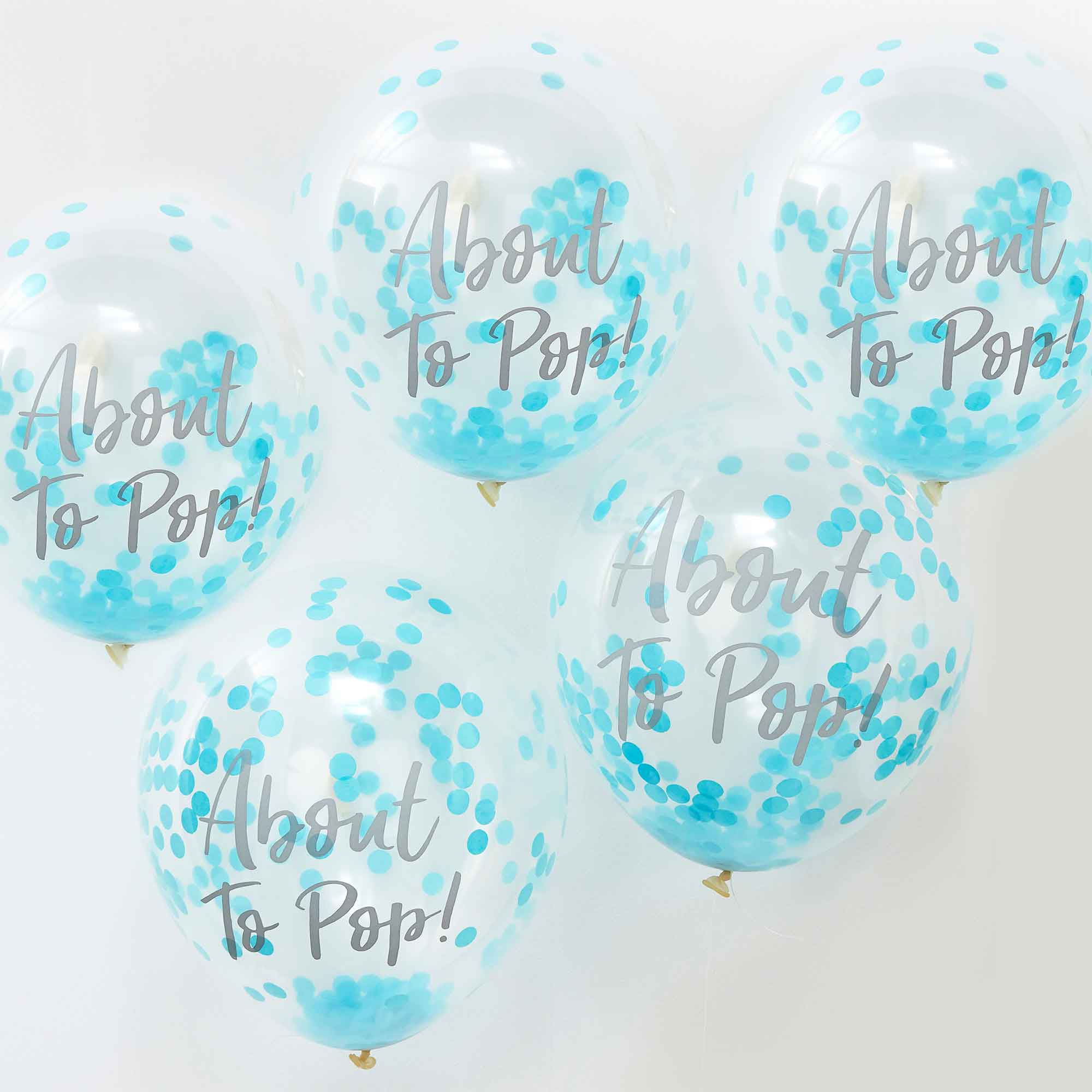 Oh Baby About To Pop Balloons Blue Confetti 30cm - Party Savers