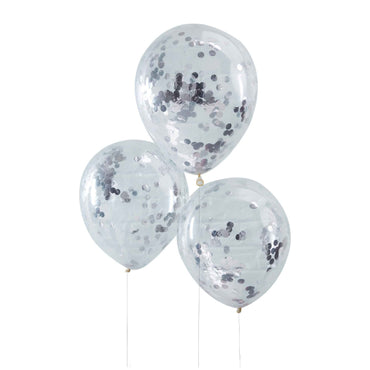 Pick & Mix Silver Confetti Balloons 30cm 5pk